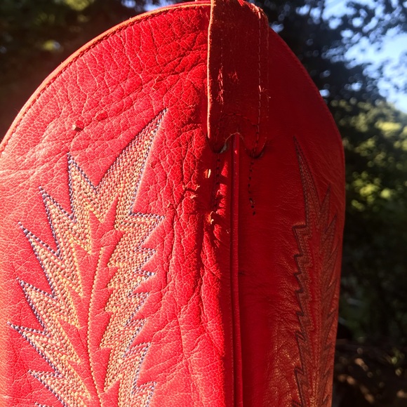 LARRY MAHAN VINTAGE 80s Tall Leather Cowboy Boots - Picture 8 of 16